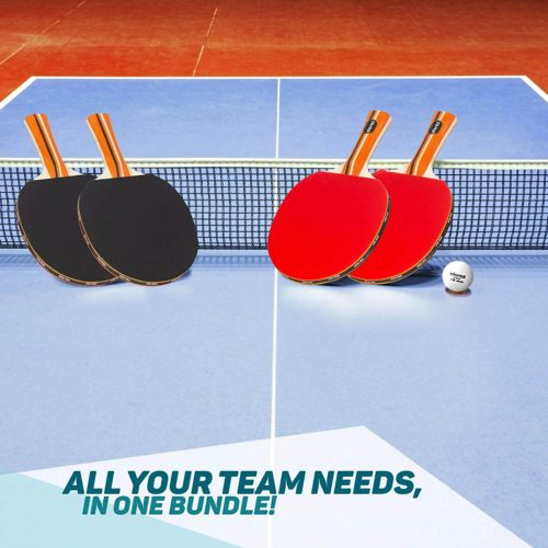 Ping Pong Set of 4 Paddles + 8 Balls for beginners - Idoraz